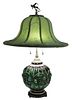 Daum Nancy France Green Glass Table Lamp
