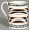 Mocha mug, with blue and brown stripes