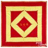 Vibrant red and yellow sawtooth diamond quilt