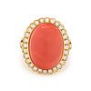 CORAL AND DIAMOND RING