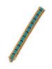 VINTAGE, YELLOW GOLD, TURQUOISE AND SAPPHIRE BRACELET