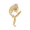 HAMMERMAN BROTHERS, BICOLOR GOLD, DIAMOND AND SAPPHIRE FISH BROOCH