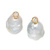 CULTURED BAROQUE PEARL AND DIAMOND EARCLIPS