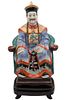 Polychrome Chinese Porcelain Seated Figure
