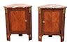 Rare Pair French Empire Marble Top Corner Cabinets