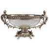 Large Silver Plated and Crystal Centerpiece Bowl