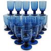(20 Pc) Blue Murano Glass Goblet Set