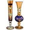 (2 Pc) French Gilt and Glass Bud Vases