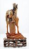 Chinese Horn Carved Emperor Horseback Early 20th C