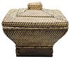 Wood and Woven Basket with Lid