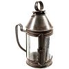 c 1770 Colonial Era 18th century, Hand-Crafted Curved Tin Round Candle Lantern