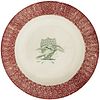 c. 1830 U.S. Heraldic Eagle + Shield Staffordshire Red Spatterware Soup Plate