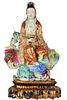 Chinese Bodhisattva Kang-Shi Hand Painted Ceramic