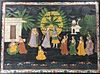 Scene of Krishna & the Gopis Painted on Silk