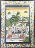 Indian Court Scene Painted on Silk, Batik