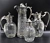 (4) Russian Silver Claret Jugs w/ 3 Signed Faberge
