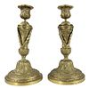 Pair of Neoclassical Style Brass Candlesticks