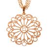 A 14K Rose Gold Floral Pendant with 14K Chain