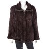 Chocolate Brown Mink Tail Bomber-Style Jacket
