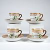 Set of 4 Flora Danica Saucers & Teacups