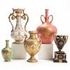 Grp: 5 Enameled Porcelain Vases Royal Vienna Coalport
