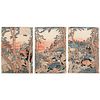 Utagawa Sadahide Triptych Japanese Woodblock Print