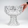 J. Hoare & Co. Cut Glass Trellis Punch Bowl w/ Stand