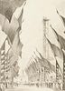Leon Pescheret "Avenue of Flags Chicago Fair 1934" Graphite Drawing