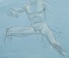Paul Cadmus Seated Male Nude Crayon on Blue Paper