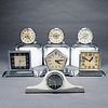 Grp: 7 Waltham Desk Clocks + Clock Parts