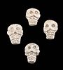 Lot of 4 Maya Carved Stone Skull Amulets