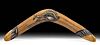 20th C. Australian Wood Boomerang w/ Kangaroo Motif