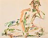 Mimi Grooms Watercolor Painting, Nude Female