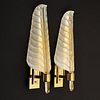 Pair of Large Barovier & Toso Leaf Sconces, Murano
