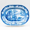 English Blue and White Pearlware Transfer Printed Platter with Bucolic Country Scene