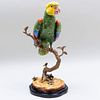 Continental Style Gilt-Metal-Mounted Porcelain Parrot on Stand