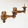 Pair of Italian Baroque Style Walnut and Parcel-Gilt Sconces