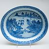 Chinese Export Blue and White Porcelain Shallow Oval Dish