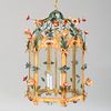Floral TÃ´le Peinte Four-Light Hexagonal-Shaped Lantern