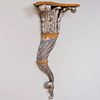 Large Continental Carved Silver-Leaf and Painted Whimsical Wall Bracket
