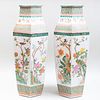 Pair of Large Chinese Famille Vert Porcelain Vases