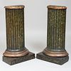 Pair of Continental Painted and Parcel-Gilt Fluted Demi-Lune Pedestals