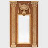 Danish Neoclassical Painted Faux Bois, Faux Marble and Parcel-Gilt Trumeau Mirror