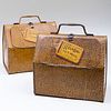 Pair of Larus & Brother Co. Printed Tin Bag Form Tobacco Boxes