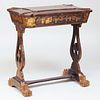 Chinese Export Black Lacquer and Parcel-Gilt Sewing Table