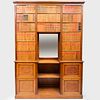 Unusual English Oak Library Cabinet with Faux Leather Books