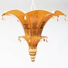 John Rosselli Designed Painted TÃ´le Chinoiserie Decorated Hanging Pagoda Lamp