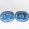 Two Engish Blue and White Pearlware Transfer Printed Platters