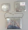 Three Piece Sterling Silver Lot
all with hinged lids, one purse, one cigarette case, one compact
purse length 4 3/4 inches
10.4 t.oz.