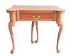 Queen Anne Style Mahogany Games Table
height 28 1/2 inches
top closed: 14 3/4" x 34"
top open: 33" x 34"